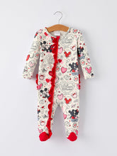 Load image into Gallery viewer, Cute Baby Girls Romper – Red & White Valentine Baby Pajamas