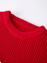 Load image into Gallery viewer, Valentine’s Day Girls Red Knit Sweater – "Love" Heart Embroidery Long Sleeve Pullover