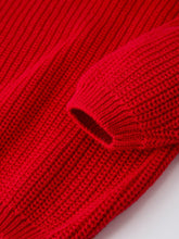 Load image into Gallery viewer, Valentine’s Day Girls Red Knit Sweater – "Love" Heart Embroidery Long Sleeve Pullover