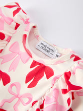 Load image into Gallery viewer, Baby Girls Valentine’s Bow Print Long Sleeve Ruffle Romper