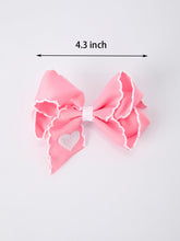 Load image into Gallery viewer, Valentine Cute Pink Bow Hair Clip with White Heart Embroidery for Girls