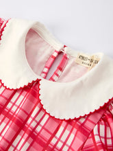Load image into Gallery viewer, Valentine's Day Plaid Pocket Girls Short Sleeves Dress