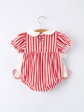 Load image into Gallery viewer, Valentine's Red Stripe Heart Bubble Romper for Baby Girls