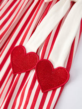 Load image into Gallery viewer, Valentine's Red Stripe Heart Dress for Toddler Girls