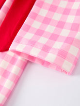 Load image into Gallery viewer, Valentine Pink Plaid Girls Dress with Horse & Heart Smocking Embroidery