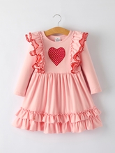 Load image into Gallery viewer, Valentine’s Day Sweetheart Pink Ruffle Girls Dress
