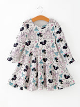 Load image into Gallery viewer, Valentine's Day Girls Castle Character Print Long Sleeve Dress