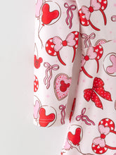 Load image into Gallery viewer, Toddler Girls Valentine Party Dress –Bow Heart Print Outfit