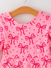 Load image into Gallery viewer, Toddler Girls Valentine’s Day Pink Bow Print Dress