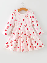 Load image into Gallery viewer, Toddler Girls Valentine Bow Heart Shape Print Dress