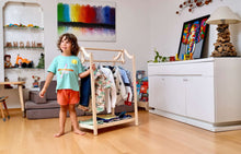 Load image into Gallery viewer, Montessori Wooden Wardrobe Set: Ideal Child Clothing Organizer