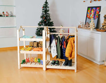Load image into Gallery viewer, Montessori Wooden Wardrobe Set: Ideal Child Clothing Organizer