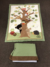 Load image into Gallery viewer, Woodland Friends Nursery 2pc Quilt &amp; Bed Skirt

