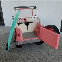 Load image into Gallery viewer, Off roader 4X4 jeep for 18" doll w/ Surfboard battery operated (click link below to view video of this item)