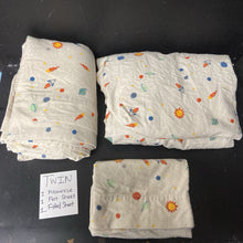 Load image into Gallery viewer, Space Flat Sheet, Fitted Sheet, & Pillowcase Set