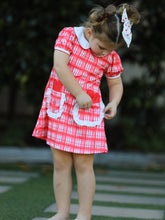 Load image into Gallery viewer, Valentine's Day Plaid Pocket Girls Short Sleeves Dress