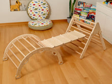 Load image into Gallery viewer, Montessori Indoor Playground | Pikler Triangle & Climbing Arch & 2in1 Ramp & Pillow