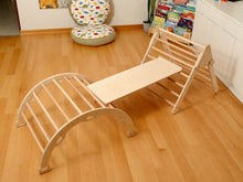 Load image into Gallery viewer, Montessori Indoor Playground | Pikler Triangle & Climbing Arch & 2in1 Ramp & Pillow