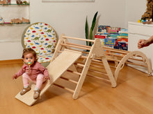Load image into Gallery viewer, Montessori Indoor Playground | Pikler Triangle & Climbing Arch & 2in1 Ramp & Pillow