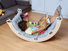 Load image into Gallery viewer, Montessori Arch/Rocker with Gray Dinosaur Pattern Pillow Set