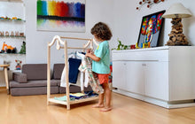 Load image into Gallery viewer, Montessori Wooden Kids Clothing Rack