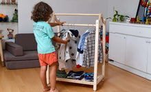 Load image into Gallery viewer, Montessori Wooden Wardrobe Set: Ideal Child Clothing Organizer