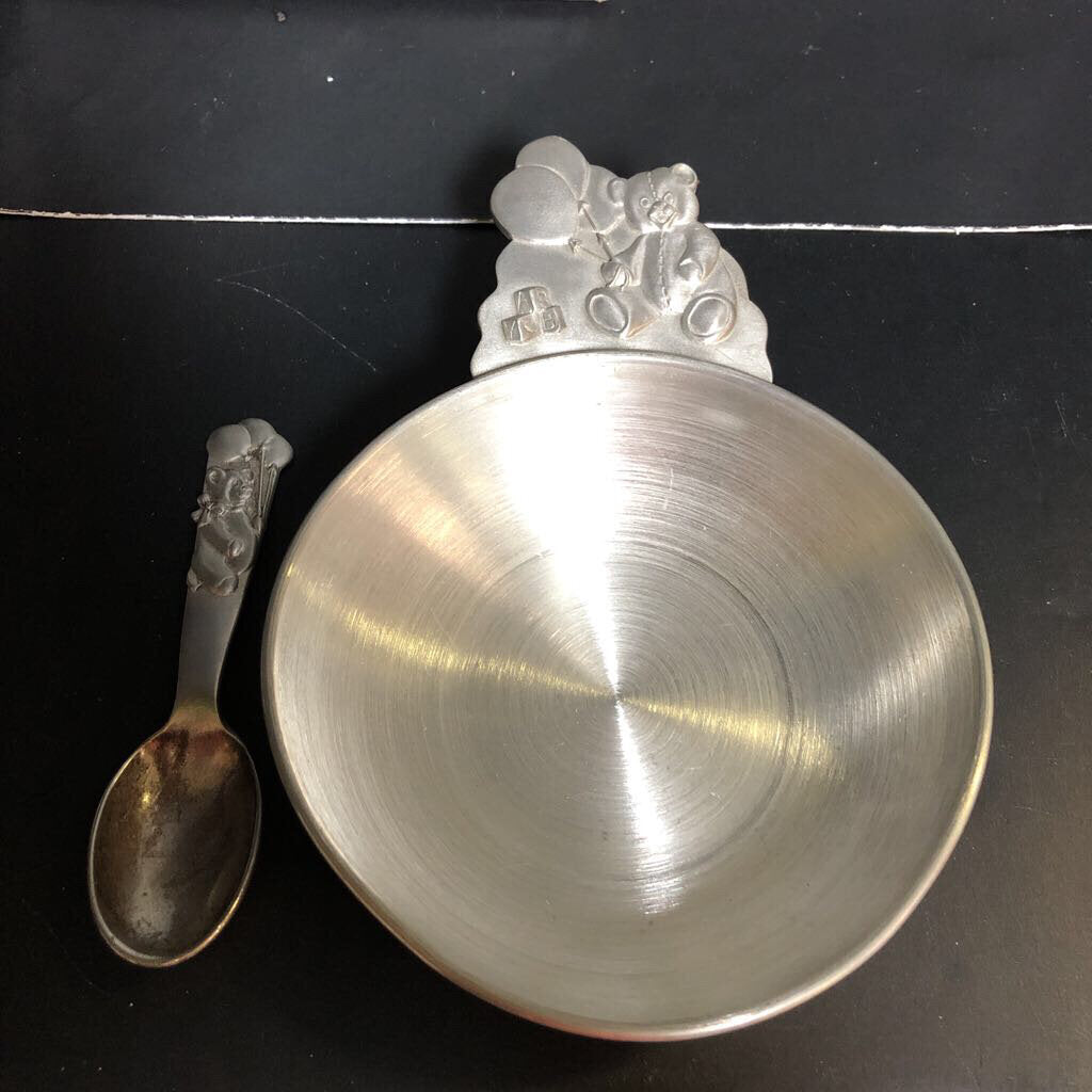 Silver Flatware - bowl and spoon baby