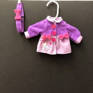 Bunny Jacket w/Headband for 14" Baby Doll