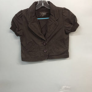 justice brown button top