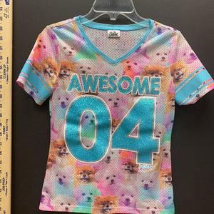 "awesome 04" puppies jersey top