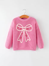 Load image into Gallery viewer, Valentine's Day Pink Baby Bow Sweater Cardigan
