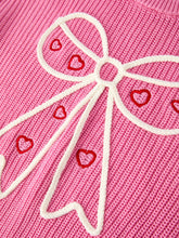Load image into Gallery viewer, Valentine's Day Pink Baby Bow Sweater Cardigan
