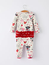 Load image into Gallery viewer, Cute Baby Girls Romper – Red &amp; White Valentine Baby Pajamas
