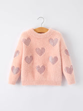 Load image into Gallery viewer, Valentine's Day Light Pink Girls Heart Sequins Sweater
