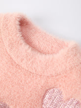 Load image into Gallery viewer, Valentine's Day Light Pink Girls Heart Sequins Sweater
