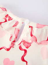 Load image into Gallery viewer, Girls Valentine Dress with Heart Embroidery and Bowknot Design
