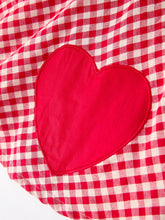 Load image into Gallery viewer, Valentine’s Day Red Plaid Heart Applique Dress with Bows – Toddler Girls Outfit
