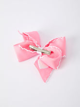 Load image into Gallery viewer, Valentine Cute Pink Bow Hair Clip with White Heart Embroidery for Girls
