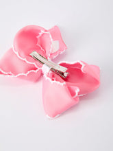 Load image into Gallery viewer, Valentine Cute Pink Bow Hair Clip with White Heart Embroidery for Girls
