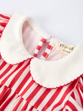 Load image into Gallery viewer, Valentine's Red Stripe Heart Bubble Romper for Baby Girls
