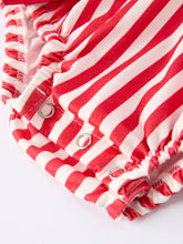 Load image into Gallery viewer, Valentine's Red Stripe Heart Bubble Romper for Baby Girls
