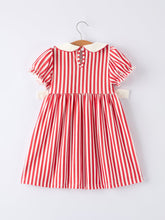 Load image into Gallery viewer, Valentine's Red Stripe Heart Dress for Toddler Girls
