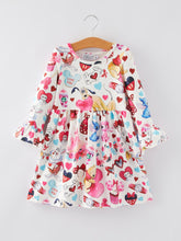 Load image into Gallery viewer, Valentine's Day Girls Twirly Dress Print
