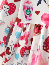 Load image into Gallery viewer, Valentine's Day Girls Twirly Dress Print
