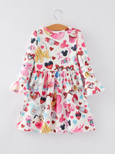 Load image into Gallery viewer, Valentine's Day Girls Twirly Dress Print
