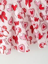 Load image into Gallery viewer, Toddler Girls Valentine Party Dress –Bow Heart Print Outfit
