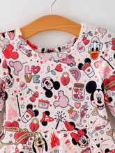 Load image into Gallery viewer, Valentine's Day Girls Balloon Fireworks Character Print Long Sleeve Dress
