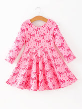 Load image into Gallery viewer, Toddler Girls Valentine’s Day Pink Bow Print Dress
