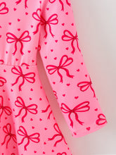 Load image into Gallery viewer, Toddler Girls Valentine’s Day Pink Bow Print Dress
