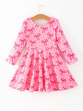 Load image into Gallery viewer, Toddler Girls Valentine’s Day Pink Bow Print Dress

